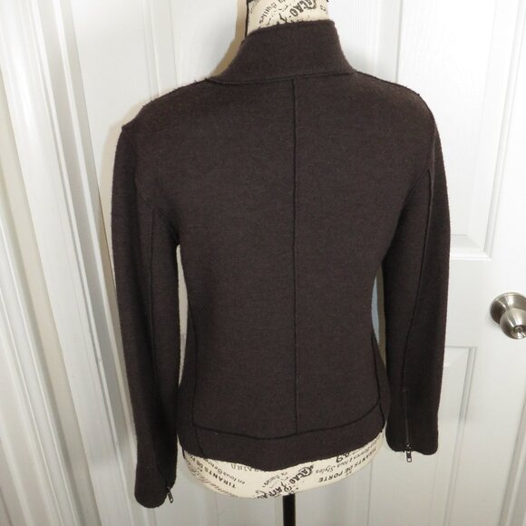 Eileen Fisher Boiled Wool Moto Jacket Asymmetric Zip Size Petite-Small - Picture 4 of 9